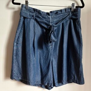 RW&CO. Blue Paperbag Waist Tie-Front Shorts